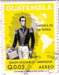 Stamps Guatemala -  Simon Bolívar y mapa de las Américas