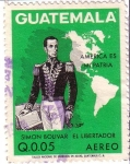 Stamps : America : Guatemala :  Simon Bolívar y mapa de las Américas