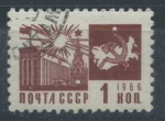 Stamps Russia -  Scott 3257 - Palacio Congresos de Moscu y mapa Rusia