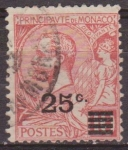 Stamps : Europe : Monaco :  Monaco 1922 Scott 34 Sello º Principe Alberto I Sobrecargado 25 - 10c º Principat de Monaco