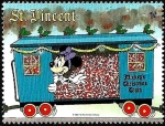 Sellos de America - San Vicente y las Granadinas -  San Vicente 1988 Scott 1121 Sello ** Walt Disney El Tren de Navidad de Mickey Minnie in Freight Car 