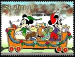 Sellos de America - San Vicente y las Granadinas -  San Vicente 1988 Scott 1122 Sello ** Walt Disney El Tren de Navidad de Mickey Morty y Ferdy en Open 