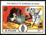 Stamps America - Saint Vincent and the Grenadines -  San Vicente 1989 Scott 1135 Sello ** Walt Disney India New Delhi Mickey y Goofy Recogiendo Diamantes