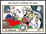 Stamps America - Saint Vincent and the Grenadines -  San Vicente 1989 Scott 1136 Sello ** Walt Disney India New Delhi Goofy y Clarabella y el Diamante Or