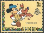 Sellos del Mundo : Africa : Lesotho : Lesotho 1982 Scott 383 Sello ** Walt Disney Mickey Mouse Christmas Tres Gallinas Francesas 3s 