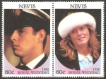 Stamps Saint Kitts and Nevis -  nevis - 403 - 404 - enlace del príncipe andrew y sarah ferguson