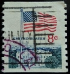 Stamps : America : United_States :  Bandera E.E.U.U. y La Casa Blanca