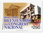 Stamps Chile -  Bicentenario Congreso Nacional 