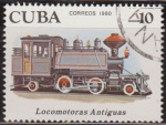 Stamps : America : Cuba :  Cuba 1980 Scott 2360 Sello * Tren Locomotoras Antiguas Train Vieilles Locomotives 2-42 Timbre 10c Mi