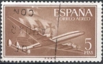 Stamps Spain -  España 1955 1177 Sello º Avion Super Constellation y Nao Santa Maria 5p Timbre Espagne Spain Spagna 