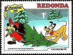 Stamps America - Antigua and Barbuda -  Redonda (Iles des Antilles) 1981 Sello ** Walt Disney Navidad El Arbol de Navidad de Pluto 1c Mickey