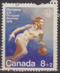 Stamps Canada -  Canada 1976 Sello º Baloncesto Juegos Olimpicos Montreal pequeña doblez parte superior 