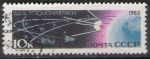Sellos de Europa - Rusia -  Rusia URSS 1963 Scott 2732a Sello * Espacio Sputnik y Tierra Timbre Fusée Russie Preobliterè Russia 