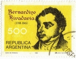 Sellos de America - Argentina -  Bernrandino Rivadavia