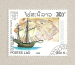 Stamps Laos -  Caravela de Magallanes