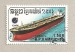 Sellos de Asia - Camboya -  Barco mercante