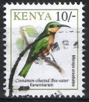 Stamps Kenya -  Aves. Abejaruco.