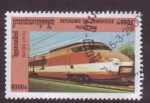 Stamps Cambodia -  Locomotora T.G.V.