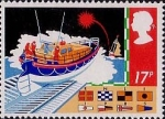 Stamps United Kingdom -  Safety at Sea 17p Stamp (1985) R.N.L.I. Lifeboat and Signal Flares