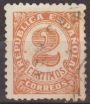 Stamps : Europe : Spain :  ESPAÑA 1933 678 Sello º Cifras 2c Republica Española