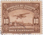 Stamps Ecuador -  Avión sobre el río Guayas