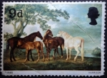 Stamps United Kingdom -  George Stubbs / Yeguas y potros en un paisaje montañoso (1769)