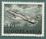 Stamps : Europe : Yugoslavia :  Soko Galeb-3  - Fuerza Aérea - Jet de entrenamiento