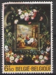 Stamps Belgium -  Belgica 1980 Scott 1065 Sello º Christmas Cuadro Natividad y Girnaldas de Daniel Seghers 6,50fr Belg