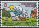 Stamps : Europe : Belgium :  Belgica 1984 Scott 1182 Sello º Comics Pitufo Cartero Schroumpf Smurfs 8fr Belgique Belgium 