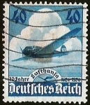 Stamps Germany -  DEUTSCHES REICH - LUFTHANSA 10 AÑOS   HINKEL HE 70 BLITZ - RELAMPAGO
