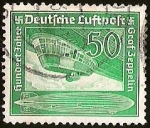 Stamps Germany -  DEUTSCHE LUFTPOST - CENTENARIO NACIMIENTO CONDE VON ZEPPELIN  NAVE Y CABINA DEL PILOTO
