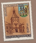 Sellos de Europa - Austria -  850 aniversario de Vöcklabruck - escudo y torre de la plaza