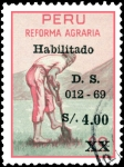 Stamps Peru -  REFORMA AGRARIA (HABILITADO)