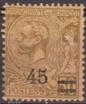 Stamps : Europe : Monaco :  Monaco 1924 Scott 57 Sello ** Principe Alberto I Sobrecargado 45 - 50c Principat de Monaco