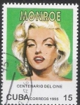 Stamps : America : Cuba :  Cuba 1995 Scott 3689 Sello * Centenario Cine Cinema Marylin Monroe Timbre 15c