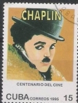 Stamps : America : Cuba :  Cuba 1995 Scott 3692 Sello * Centenario Cine Cinema Charles Chaplin Timbre 15c