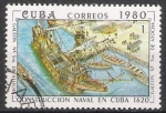 Stamps : America : Cuba :  Cuba 1980 Scott 2346 Sello º Construccion Naval Shipbuilding Galeon Ntra. Sra. Atocha Timbre 1c