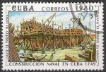 Stamps : America : Cuba :  Cuba 1980 Scott 2347 Sello º Construccion Naval Navio de Guerra El Rayo 3c