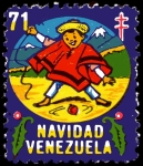 Stamps : America : Venezuela :  NAVIDAD VENEZUELA 1971 - NIÑO JUGANDO TROMPO, PEÓN O TOP