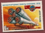 Stamps Russia -  Intercosmos - Cooperación con Polonia  - Transporte de Cohetes de la Soyuz 30 