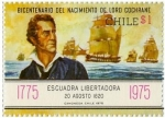 Stamps Chile -  Bicentenario del Nacimiento de Lord  Cochrane