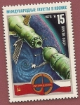 Stamps : Europe : Russia :  1ª misión Intercosmos - Conjunta con Checoslovaquia - acoplamineto Soyuz 28 con Salyut  6