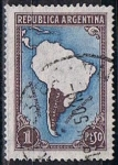 Stamps Argentina -  Scott  446  Mapa de Sudamerica (4)