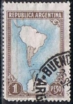 Stamps Argentina -  Scott  594  Mapa Mostrando la Antartidad