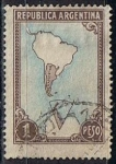 Sellos de America - Argentina -  Scott  594  Mapa Mostrando la Antartidad (3)