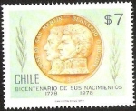 Stamps Chile -  JOSE DE MARTIN Y BERNARDO OHIGGINS - BICENTENARIO DE SUS NACIMIENTOS