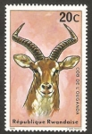 Stamps Rwanda -  fauna, cob de Uganda