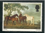 Sellos de Europa - Reino Unido -  Cuadros. Caballos y Paisaje de George Stubbs.