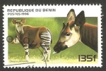 Sellos de Africa - Benin -  fauna okapia