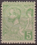 Stamps Monaco -  Monaco 1891 Scott 14 Sello * Principe Alberto I 5c Principat de Monaco 